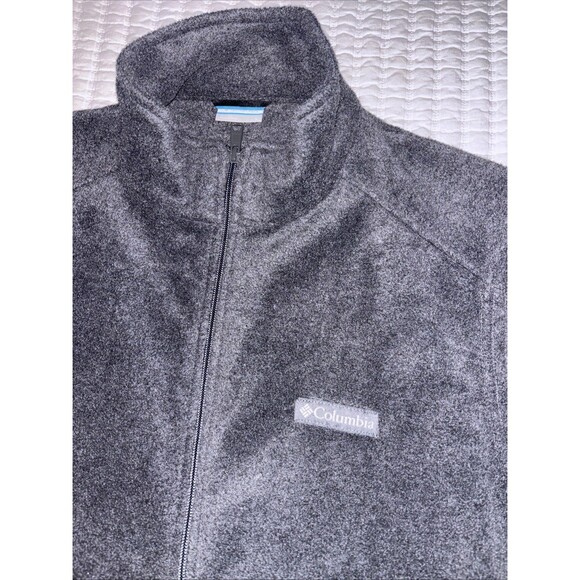 Columbia Vest Mens XL Gray Fleece Jacket Sweater Full Zip Pockets Logo - Picture 2 of 5